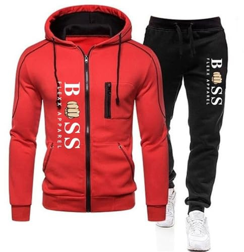 WAZHAKU Ensemble de jogging pour homme - Survêtement de sport - Jogginganzug long - Combinaison de sport - Activewear baggy - Sweatsuits - Ensemble de fitness en deux pièces - 2 pièces - Sweat-shirt +