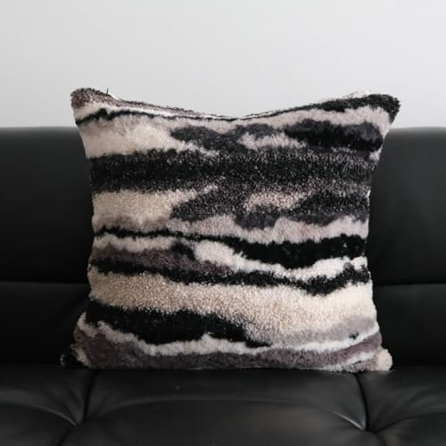champracer kissenbezüge Kissen Set Künstlich Pelz Fellkissen Dekorative Deko Kissen Kuschelkissen Flauschig Sofakissen Weich Plüschkissen für Sofa (schwarz,30x50cm)