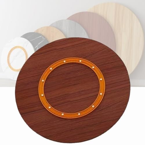 Plateau rotatif en bois massif pour salle à manger - Plateau de service rond en teck - 50 cm