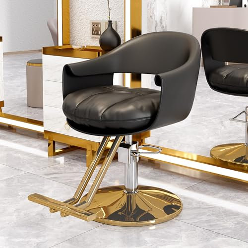 Generisch Friseurstuhl, Friseursalonstuhl, Friseursalonstuhl für Zuhause, mit Hochleistungshydraulikpumpe, 360 ° schwenkbare, verstellbare Schönheitsausrüstung, für Friseure, Schwarz