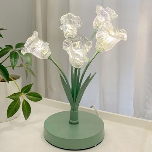 soffione Doccia Lampada da Tavolo a Fiori Lampada da Comodino Verde Nordico in Vetro Lampade da Comodino Rosa Apparecchio di Illuminazione da Tavolo a 5 Teste Lampade da Tavolo Moderne a Colonna G4
