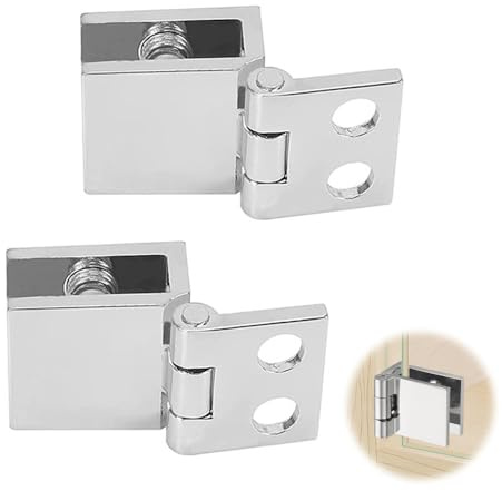 2 bisagras de cristal para puerta, sin perforación, bisagras de mampara de ducha de 0 grados, bisagra de puerta de armario, bisagra de aleación de zinc, bisagra de abrazadera única para puertas de