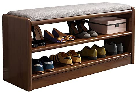 SFNIOKFG 3-stufige Aufbewahrungsbank, stabiles Schuhregal mit Sitz, Gummibaum-Schuhaufbewahrung, ideal für Eingangsbereich, Flur, Badezimmer, Wohnzimmer, Flur, hält bis zu 150 kg, A, 83 cm