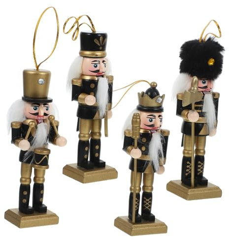 ROMISBABA 4pezzi Schiaccianoci Natalizi in Legno Decorazione Da Tavolo Ornamento Di Natale Figura Di Marionetta Regalo Di Natale
