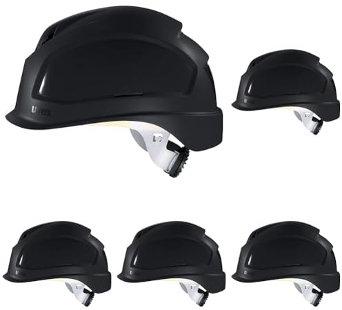 Uvex Pheos B-S-WR Schutzhelm - Belüfteter Arbeitshelm für die Baustelle - Schwarz Schwarz (Packung mit 5)