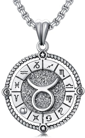 ROMANTICWORK 12 collane con segno zodiacale in argento Sterling 925, costellazione, ciondolo con segno zodiacale, collana oroscopo, regalo per uomo e donna, 22 x 22 mm, 56 cm + 5 cm, Argento sterling