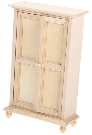 Warmhm Miniatur Kleiderschrank Für Puppenhaus Vintage Mini Double Door Cabinet Aus Holz DIY Möbel Für Miniatur Häuser Für Schlafzimmer Wohnzimmer-szenen