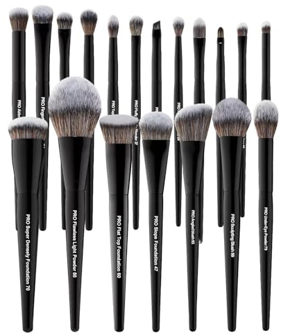Bueart Design 19Pcs Professional Grade Labeled Makeup Brushes Set, Large Foundation Powder Contour Concealer eyeshadow Blush EyeLiner Make up Brushes,Premium Synthetic hair,Vegan Cruelty-free
