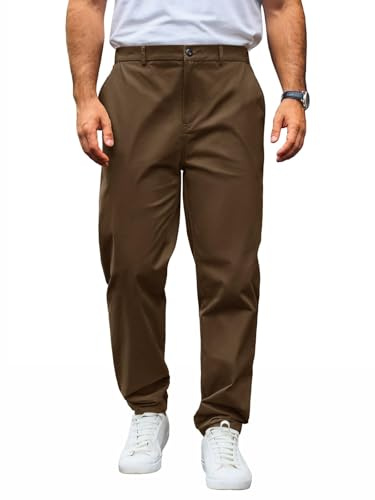 Runcati Uomo Pantaloni Chino Regular Fit, Marrone, XL
