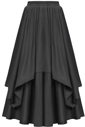 Kostüm Halloween Damen Mittelalter Steampunk Rock Viktorianischer Gothic Rock Oktoberfest Rüschen Faltenrock Midi Trachtenrock Mit Kordelzug