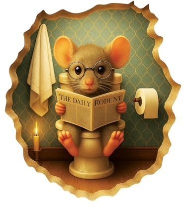 GRITKULTURE Removable Mouse Sitting on Toilet in Mouse Hole Decal Sticker 5.1inch 2 Pack. Mouse Hole in the Wall Sticker with 3D Effect. Wall Decoration, Funny Gift, Potty Training, Prank (#1)