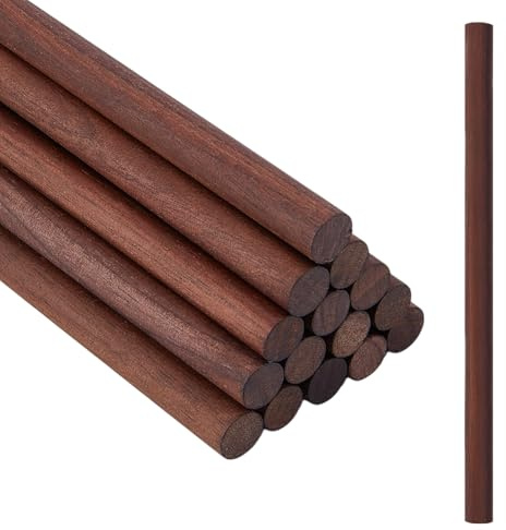OLYCRAFT 16Pcs Walnut Wooden Dowel Rods 19cm Long Walnut Wood Round Rods 10mm Brown Wooden Dowel Sticks for Crafts Unfinished Wood Round Sticks for Crafts and Woodworking Handmade Accessories