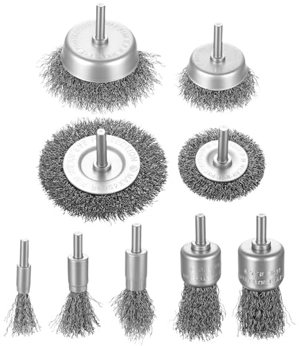 9 Pcs Cepillo Alambre Taladro para Amoladora Angular, Cepillos de Alambre para Taladro de Copa de 1/4 Pulgada , Cepillos para Pulir Taladros, Esmerilar, Desbarbar y eliminación de óxido