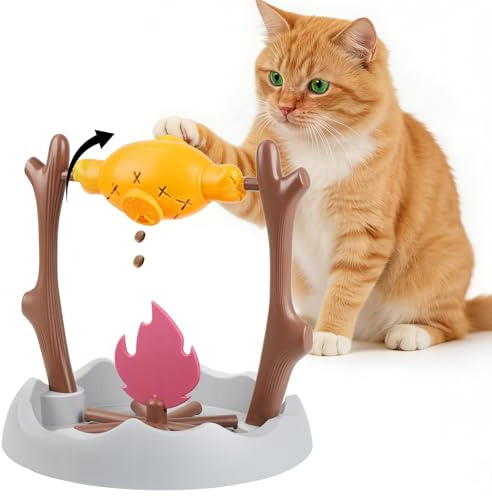SZEE Interaktives Katzenspielzeug mit Futterspender, Slow Feeder Katze & Intelligenzspielzeug Gesundheit, 360° drehbares Futterspielzeug mit verstellbare Öffnung, Interactive Cat Toys, 30 * 29 cm