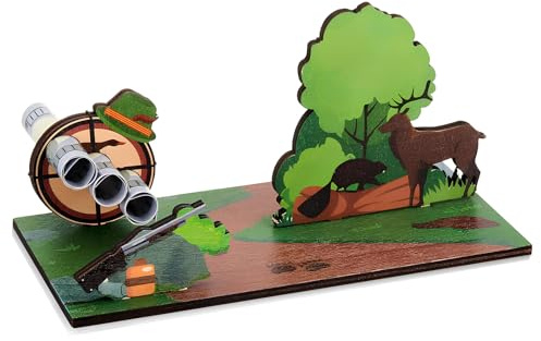 Jäger Geldgeschenk Jäger 3D Holzkarte Gutschein Geschenk Verpacken Kreatives Jagd Geldgeschenke für Hochzeit Vatertag Geburtstag Valentinstag