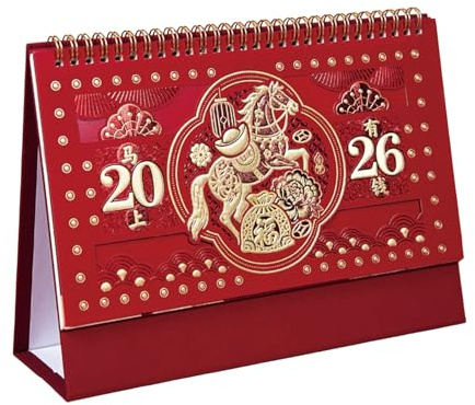 Schreibtischkalender 2026, Planer für Stundenplan, Jahr des Pferdes, 12 Monate, für Klassenzimmer, Schlafzimmer, Wohnzimmer, Erwachsene, Lehrer, Studenten, Kinder
