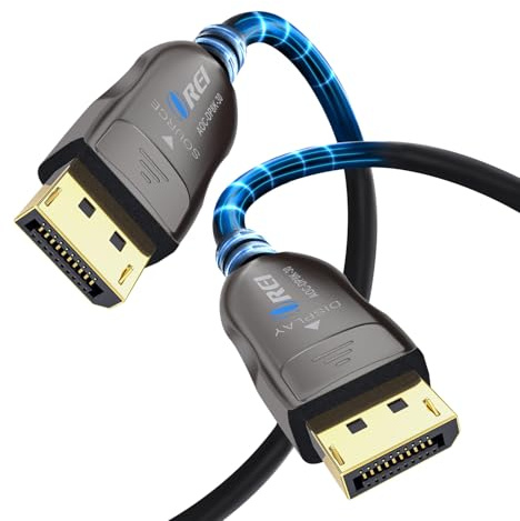 OREI 8K DisplayPort 2.0 Active Optical Cable 30ft, 54Gbps UHBR13.5, 8K@60/30Hz, 4K@144Hz, HDR10+, Dolby Vision, VRR, EMI-Free, Gold-Plated, PVC Cable (AOC-DP8K-30)