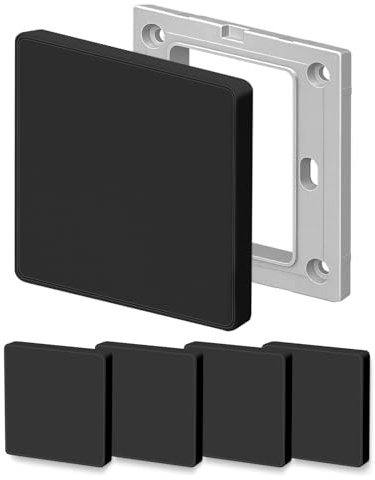Placa de Pared Ciega, Cubierta Ciega Empotrada, 8,6 X 8,6 Cm Plástico Sin Tornillos Cubierta de Enchufe de Una Sola Marcha Para Enchufes o Interruptores no Utilizados (Negro (4 PCS))