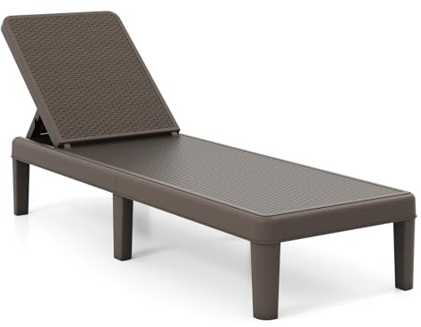 COSTWAY 1/2 Tumbona Jardín Exterior de PP, Respaldo 4 Posiciones | Tumbona Reclinable, Espreguiçadeira Jardim Playa Balcón Terraza Patio, Carga 150kg, 156 x 57 x 84 cm