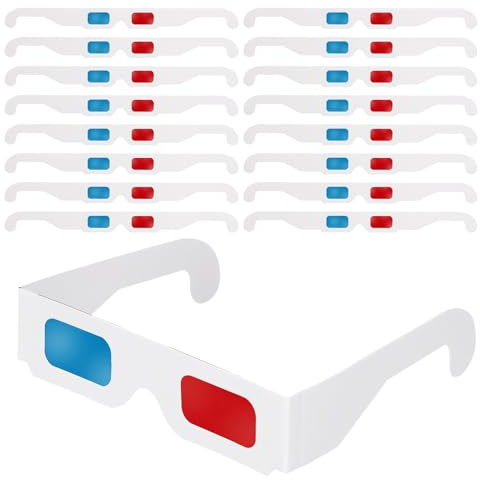 Occhiali 3d Anaglifi Usa e Getta 80 Pezzi con Telaio Bianco | Carta e Plastico, Design Leggero da Viaggio, per Immagini 3d e Contenuti Online