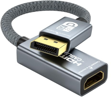 ULT-WIIQ Active DisplayPort to HDMI Cable 8K 60Hz 4K 144Hz, Unidirectional DP 1.4a/2.1 to HDMI 2.1 Cable for VRR, G-SYNC, HDR, Dolby Vision, HDCP 2.3, RTX5090/5080/4090/4080 (HDMI 2.1 Adapter) | Unidirectional DP 1.4a/2.1 to HDMI 2.1, HDR, Dolby Vision, HDCP 2.3, DSC1.2a, RTX4080/4070, RTX5090/5080 (0.25m)