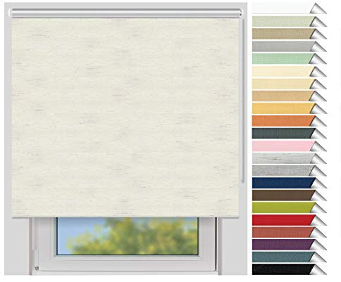 EFIXS Thermorollo Medium - Rollos nach Maß - 25 mm Rollowelle - Stoffbreite bis 220 cm, Höhe bis 240 cm - Hier: bis 140 cm x 240 cm (BxH) - leinen (063) - mit & ohne Bohren