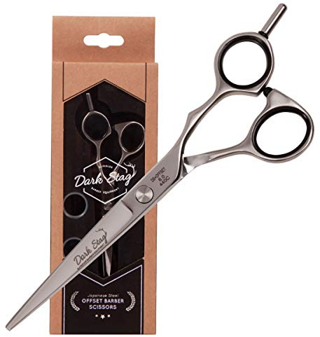 Dark Stag DS+ Offset Professional Premium Barber Scissors - Heat Treated Durable Stainless Steel for Ultimate Hairdressing, Cutting & Styling (7 inch)