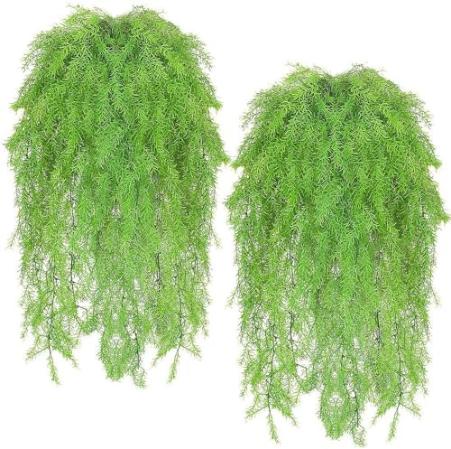 Künstliche grüne Farn-Pflanzen, Reben, künstlicher Efeu, hängende Blumen, Piniennadel, Wandbehang, Simulation, UV-beständige Kunststoffpflanze für Wand, Innen- und Außenbereich, Dekoration, 4 Stück