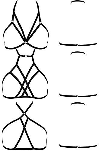 Boao 3 Pieces Women Strappy Harness Hollow Out Cage Bra Cupless Lingerie for Women Girls Supplies (Style Set 4)