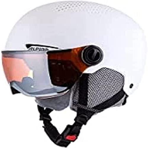 ALPINA ARBER Visor Q-LITE - hochwertiger & sicherer Skihelm für Erwachsene, mit waschbarem Innenfutter, mit kontrastverstärkendem Visier - White matt - S (51-55 cm)