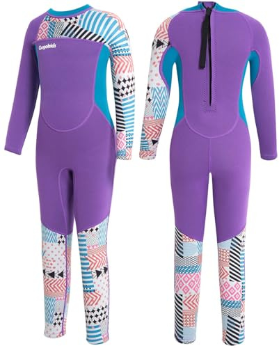 Gogokids Våtdräkt för barn, 2,5 mm neopren baddräkt med UV-skydd 50+, termisk allt-i-ett dräkt för flickor och pojkar, perfekt för simning, snorkling och dykning