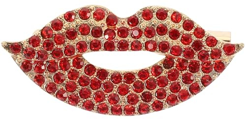 Happyyami Broche en forme de lèvre en cristal rouge tendance élégante avec strass pour Saint-Valentin, fête des mères, cérémonies, fête de mariage, usage quotidien