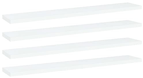 vidaXL 4X Bücherregal Brett Wandboard Wandregal Regal Regalboden Wand Board Ablage Hängeregal Schweberegal Weiß 60x10x1,5cm Holzwerkstoff