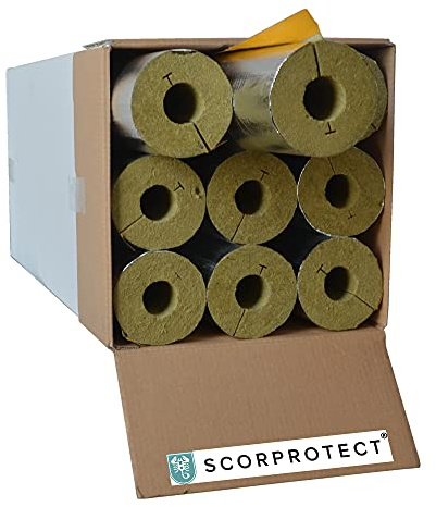 Caja de cartón completo con revestimiento de aluminio, aislamiento de tuberías, lana de roca con conductividad térmica 0.040 (lana de roca, 48 x 40 mm x 1 metro)