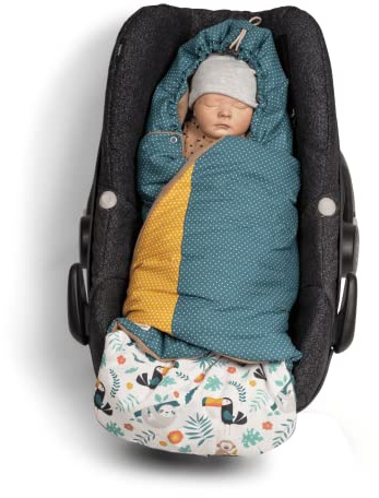 ULLENBOOM Einschlagdecke für die Babyschale Sommer - Atmungsaktiv | TOG 0.5, Oberstoff: 100% Baumwolle, OEKO-TEX zertifiziert, Einfaches öffnen und schließen, Made in EU, Waschbar