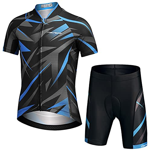 Amur Leopard Kinder Radtrikot Set Jungen Fahrradbekleidung Mädchen Schnell Trocknend Kurzarmtrikot Atmungsaktiv Anzug Fahrrad Trikot Kurzarm + Kurz Radhose mit 3D Sitzpolster