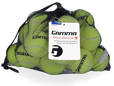 GAMMA Sports Pressureless Tennis-Balls with Mesh Tennis-Ball Bag 20 Pack