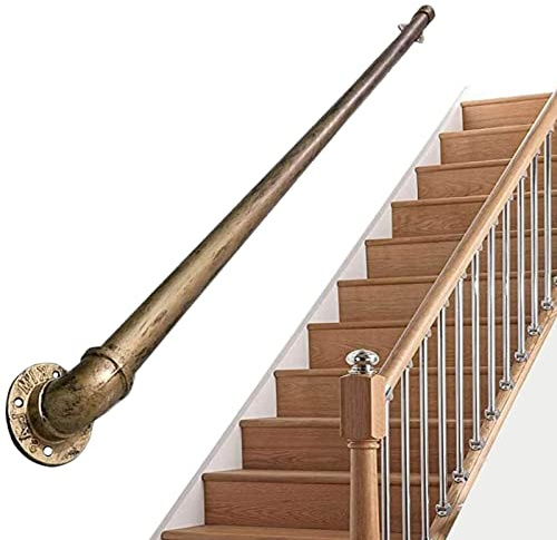 CNFDDM Stairs Banister Handrail, Antique Brass, Handrail Stairs Indoor Outdoor Grab Bar Railing, Wall Mounted Handrails, Staircase Railing Support Kit (Size : 6.6ft/200cm)