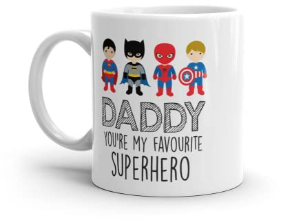 Daddy You're My Superhero Mug - Fathers Day, Christmas, Birthday Gift for Him - New Dad Present - Father Gift Idea - Personalised Grandad Mug