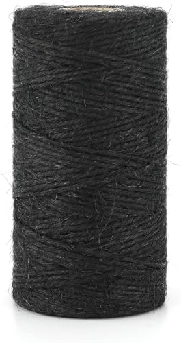 G2PLUS 100M Schwarz Juteschnur, 2MM Jute Schnur für Garten, 3-Lagig Bastelschnur für Basteln, Jute Dekokordel für DIY Kunstgewerbe Gartenarbeit | Gartenschnur für Gastgeschenke Juteseil für Gartenarbeit, Geschenkverpackungen, Pflanzen