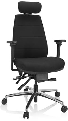 hjh OFFICE 608992 Profi Bürostuhl Phoenix PRO I Stoff Schwarz ergonomischer Drehstuhl, individuell einstellbar