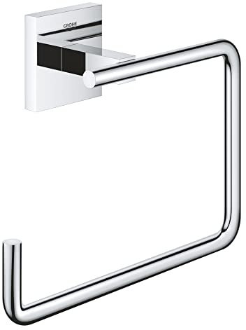 Grohe Start Cube QuickFix - Toallero Individual de argolla, Cromo, para Pegar (Pegamento QuickGlue A1) o atornillar, Ref. 40975000