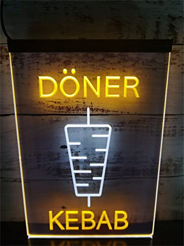 KEYQEEN Insegna al Neon a LED per Negozio di Snack Personalizzati, luci al Neon per Ristorante per luci notturne con insegne Luminose per la Decorazione della Parete,Doner Kebab,30x40cm