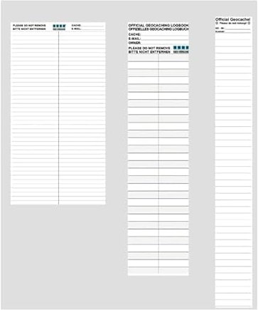 50 x Geocaching Logstreifen - 3 Größen Petlinge Filmdosen XXL PEtling Logbücher