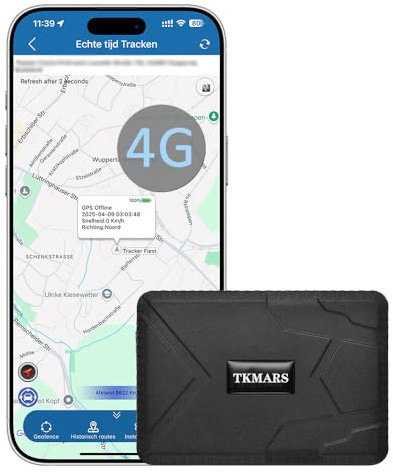TKMARS Localizzatore GPS, 10000mAh GPS Tracker per auto senza abbonamento, antifurto con potenti magneti, funziona tramite SMS/applicazione con APP, più modalità di allarme
