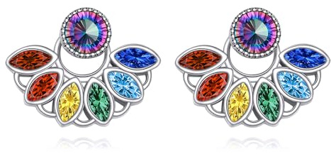 Boucles d'oreilles à tige en argent sterling avec tournesol/muguet - Cadeau pour femme et fille, Argent sterling
