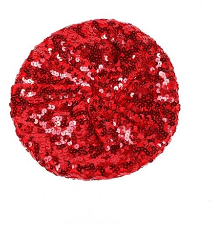 JNAWA Damen Baskenmütze mit glitzernden Pailletten, glitzernd, Pailletten-Kopfschmuck, glänzende Beanie-Kappe, Tanzmütze für Maskerade, Urlaub, Party-Aktivitäten, rot, Einheitsgröße