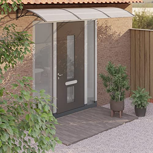 ZEYUAN Türvordach Schwarz 300x100 cm Polycarbonat Vordach Für Haustür, überdachung Haustür, Balkon Regenschutz, Türüberdachung, Vordach Hauseingang, 153569
