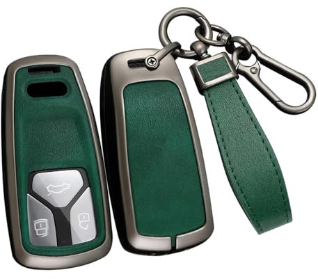 ontto Metall Schlüsselhülle Cover Autoschlüssel Hülle Passt für A4 B9 A4L A5 SQ5 Sportback F5 S5 RS5 A7 C8 A8 Q5 Q7 SQ7 TT TTS 8S Schutzhülle Schlüsseletui Fernbedienung 3 Tasten-Schwarz Grün
