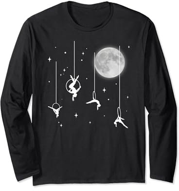 Aerial Hoop, Fly With The Stars Moon, Aerial Yoga Geschenke Langarmshirt